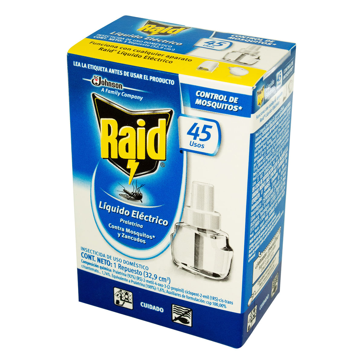 Repuesto Insecticida Raid Líquido Eléctrico Caja x 32.9 mL.
