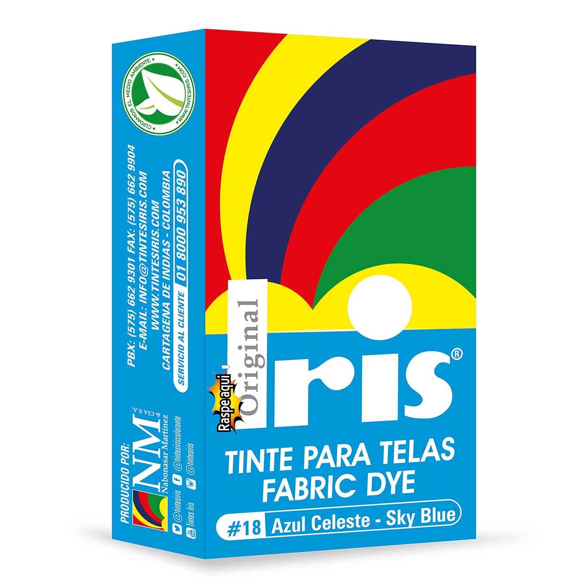 Tinte para Telas Iris N-18 Azul Celeste Caja x 9 g.