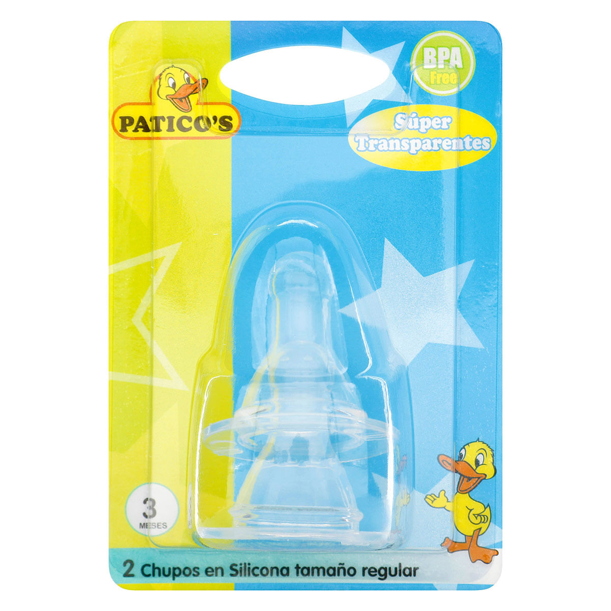 Chupo de Silicona Paticos Super Transparente Blíster x 2 uds