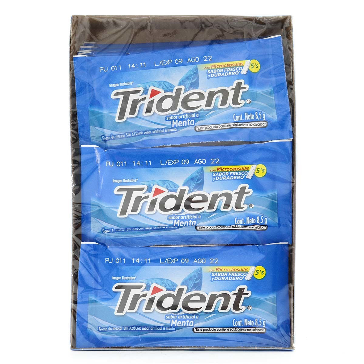 Goma De Mascar Trident Menta Suave Sin Azúcar Caja X 18 Uds.