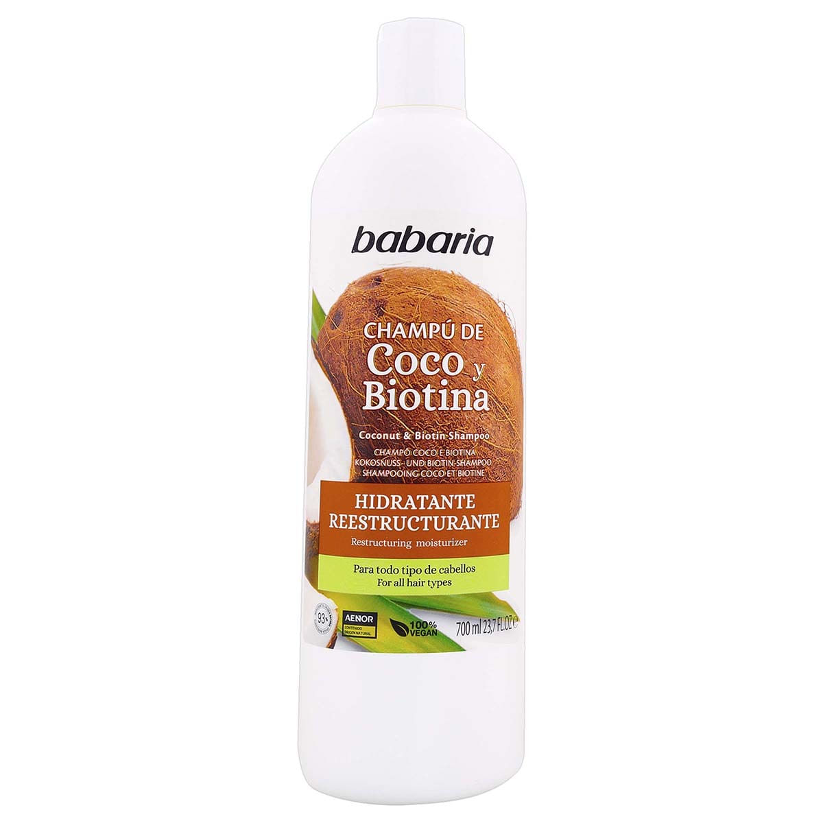 Shampoo Babaria Coco Y Biotina Hidratante Restructurante Frasco X 700 Ml.