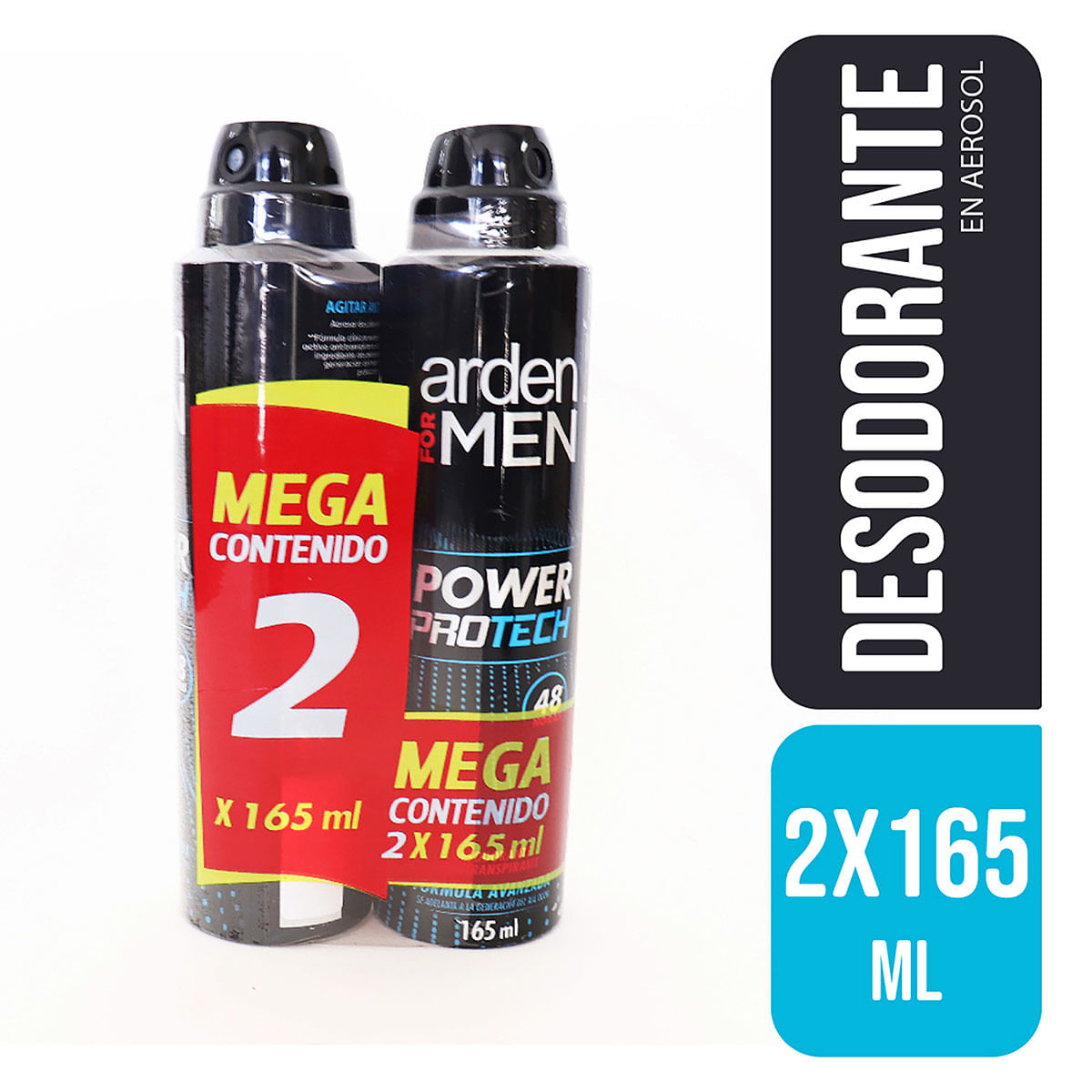 Desodorante Arden For Men Power Protech Spray X 165 Ml X 2 Uds Mega Contenido.