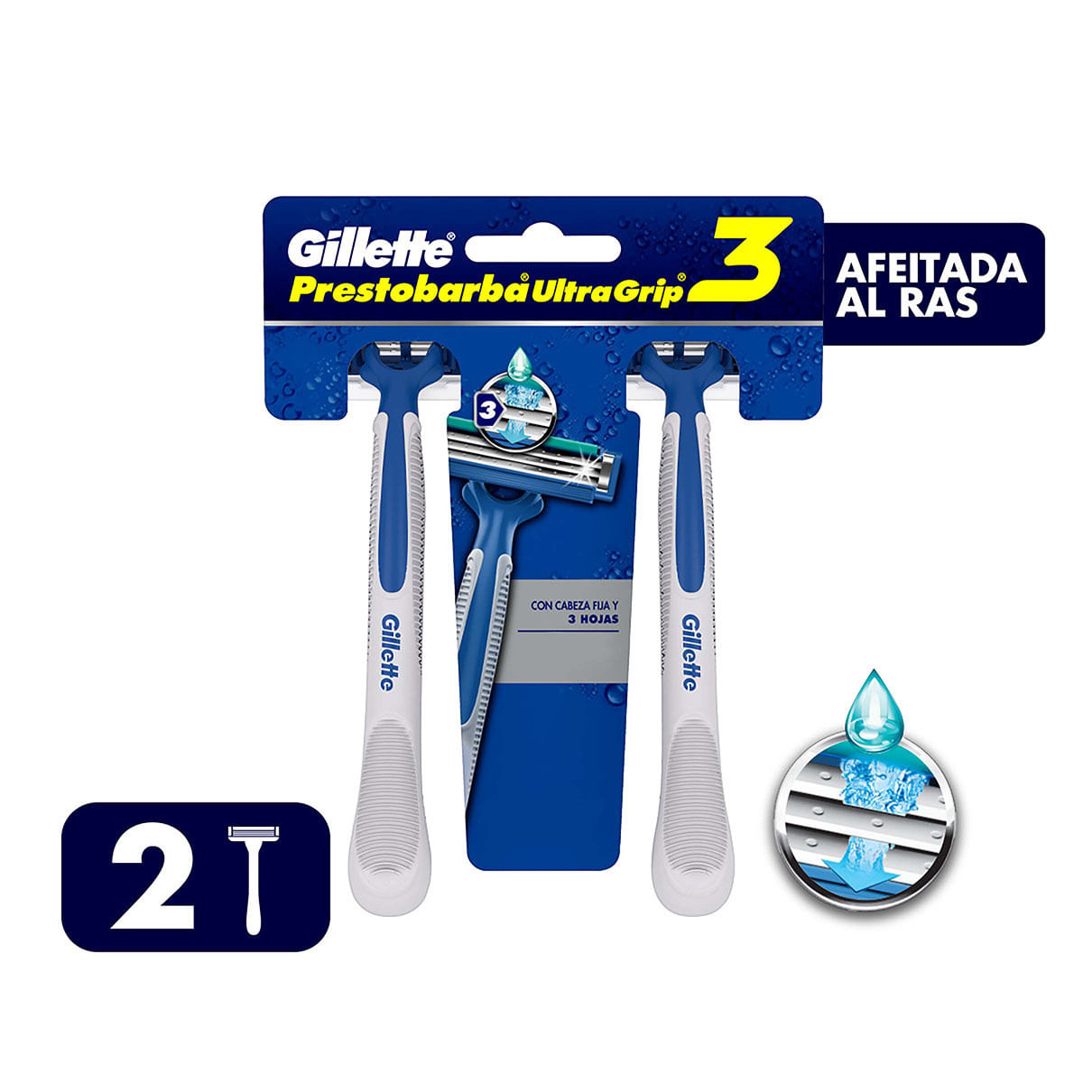 Máquina para Afeitar Gillette Prestobarba Ultra Grip 3 Hojas Blister x 2 Uds.