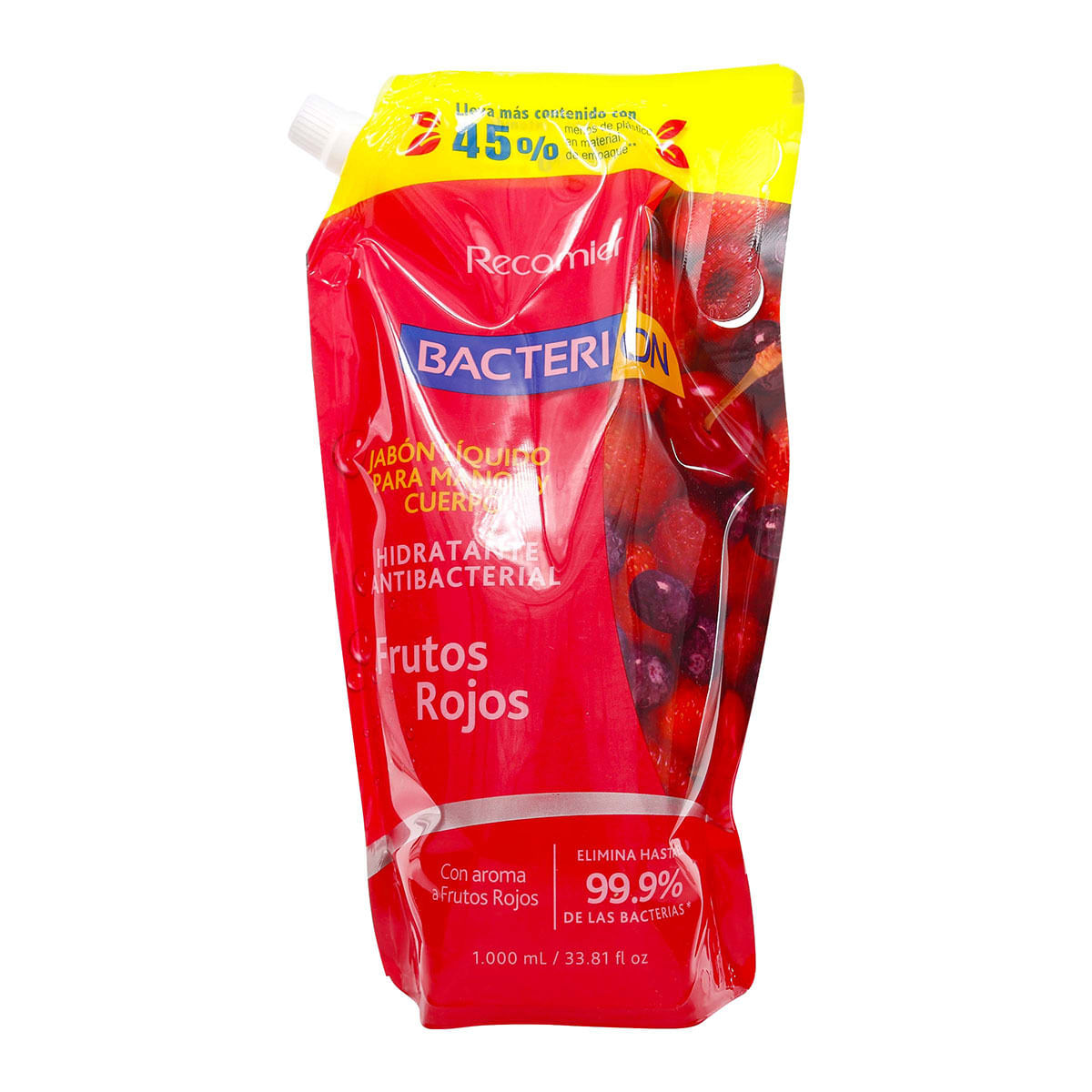 Jabón Líquido Bacterion Frutos Rojos Doypack X 1000 Ml.