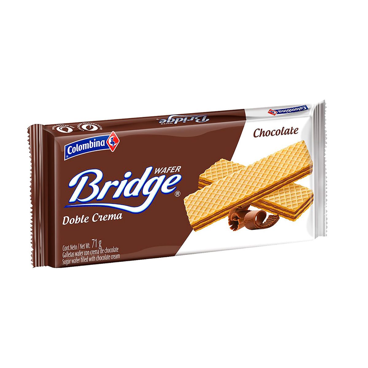 Galletas Wafer Bridge Doble Crema Chocolate Paquete x 71 g