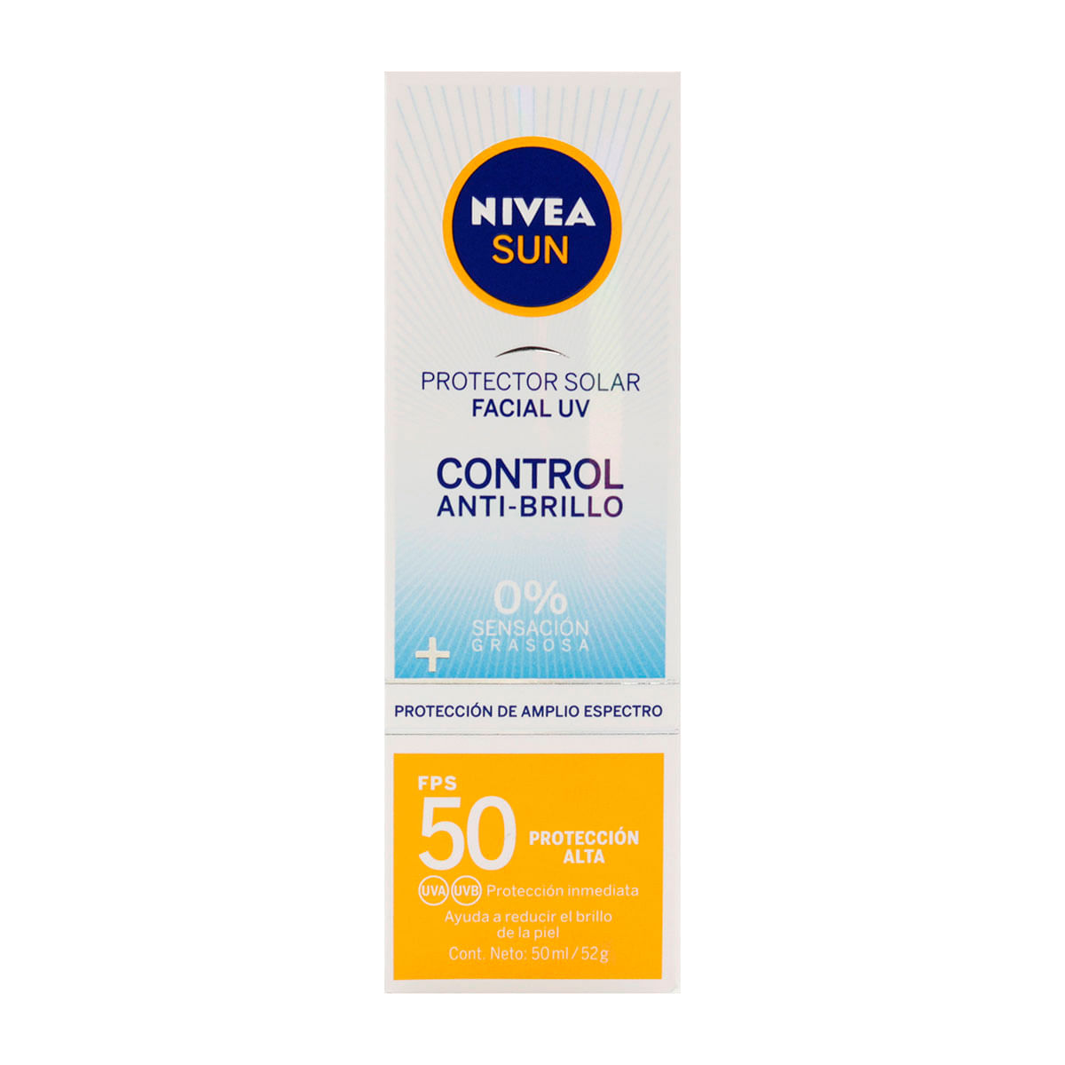 Protector Solar Nivea Sun Control Anti Brillo Spf 50 Tubo X 50 Ml.