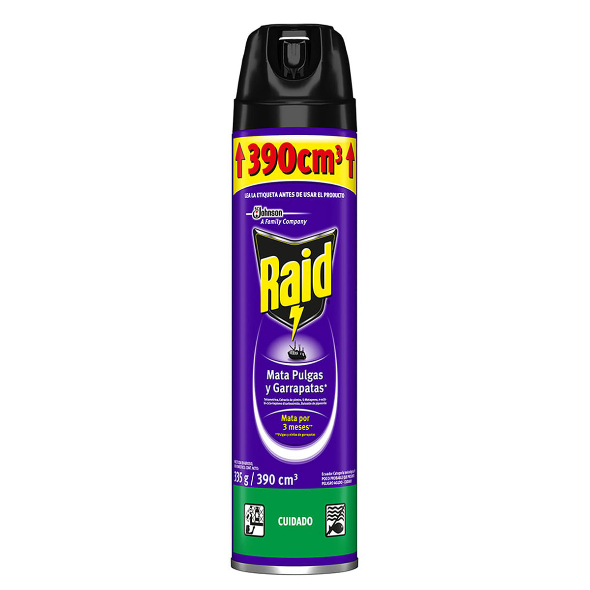 Insecticida Raid Mata Pulgas Y Garrapatas Aerosol X 390 Ml.