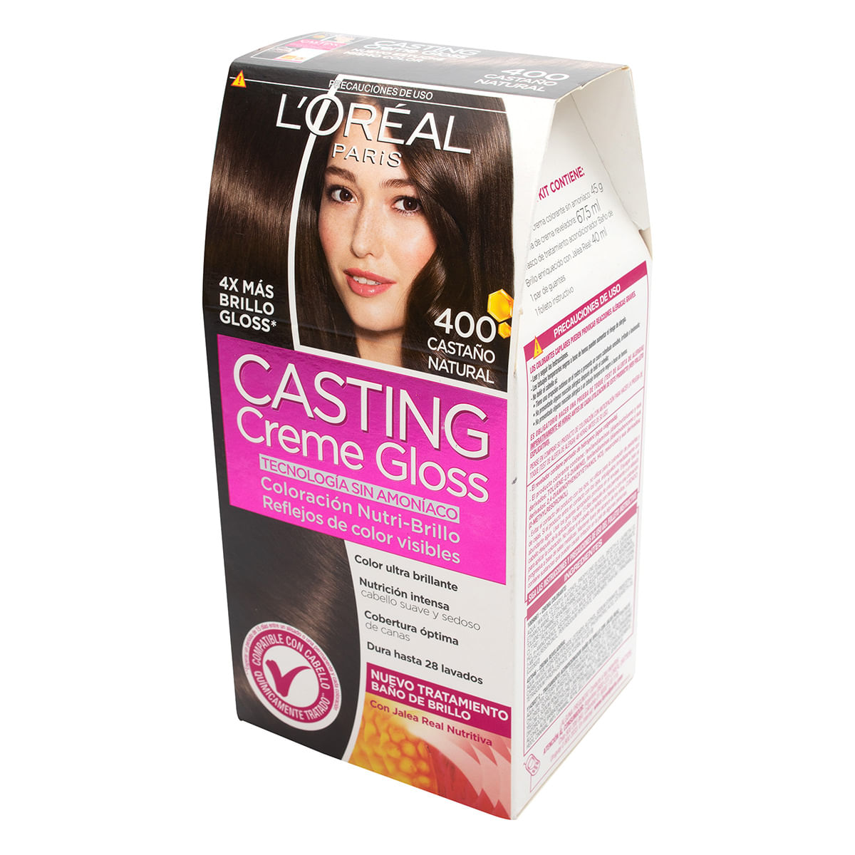 Tinte Capilar Permanente LOréal Paris Casting Creme Gloss 400 Castaño Natural x 1 Caja