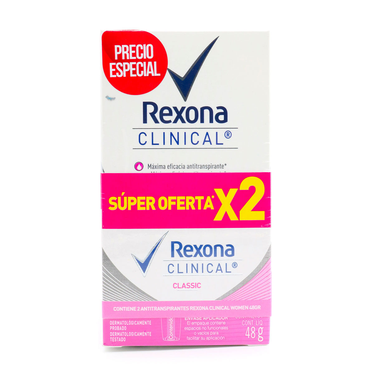 Antitranspirante Rexona Women Clinical Classic Barra X 48 G X 2 Uds Súper Oferta.