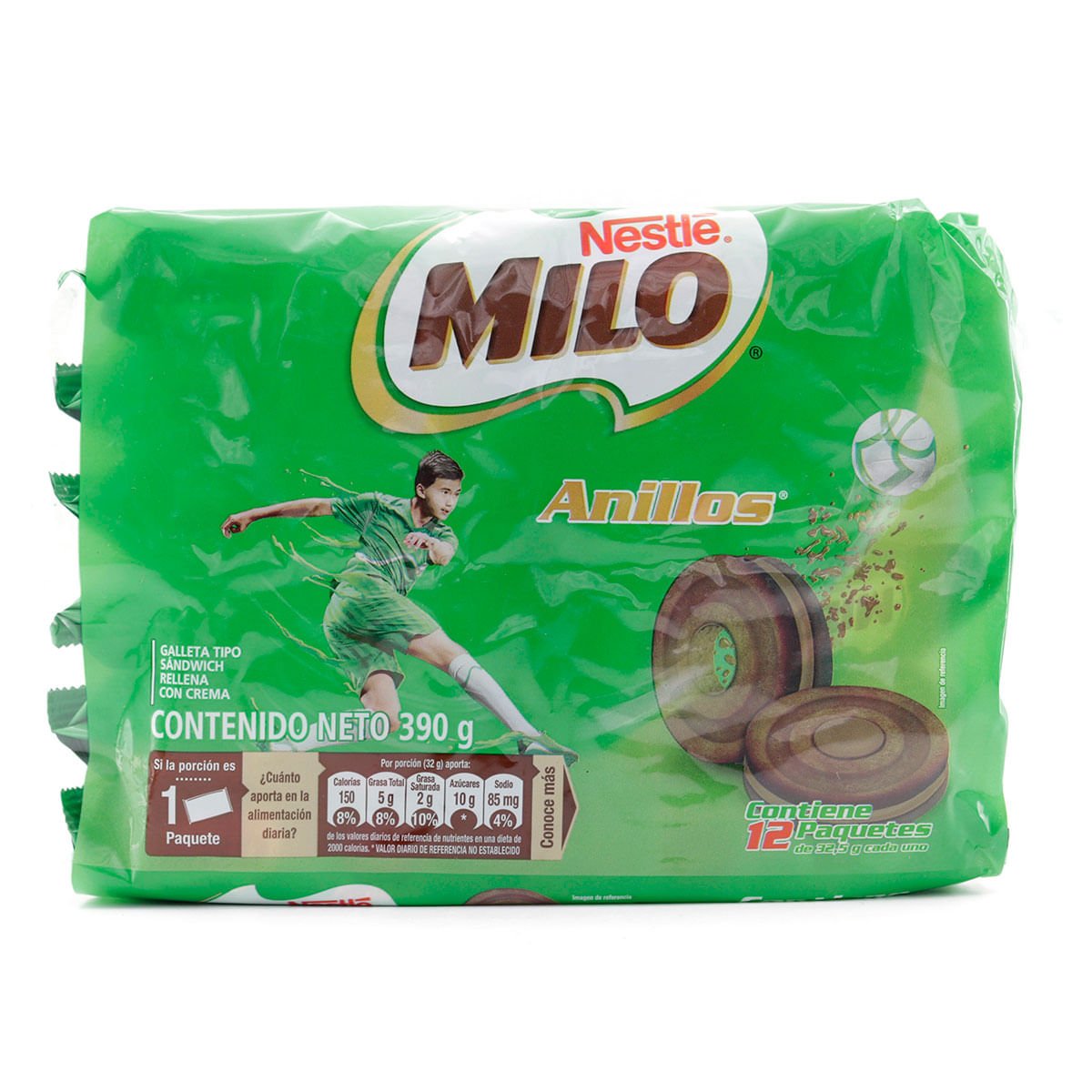 Galletas Milo Anillos Tipo Sándwich Paquete x 390 g x 12 Uds