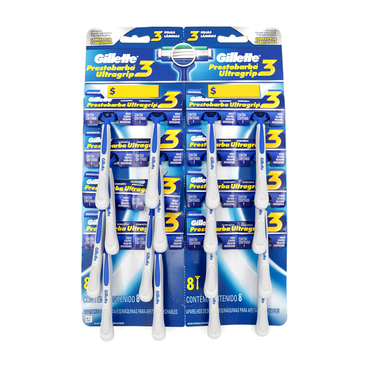 Máquina Para Afeitar Gillette Prestobarba Ultra Grip 3 Hojas Blister X 16 Uds.