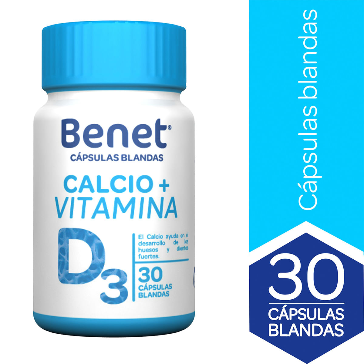 Suplemento Dietario Bénet Calcio + Vitamina D3 Frasco X 30 Cápsulas Blandas.