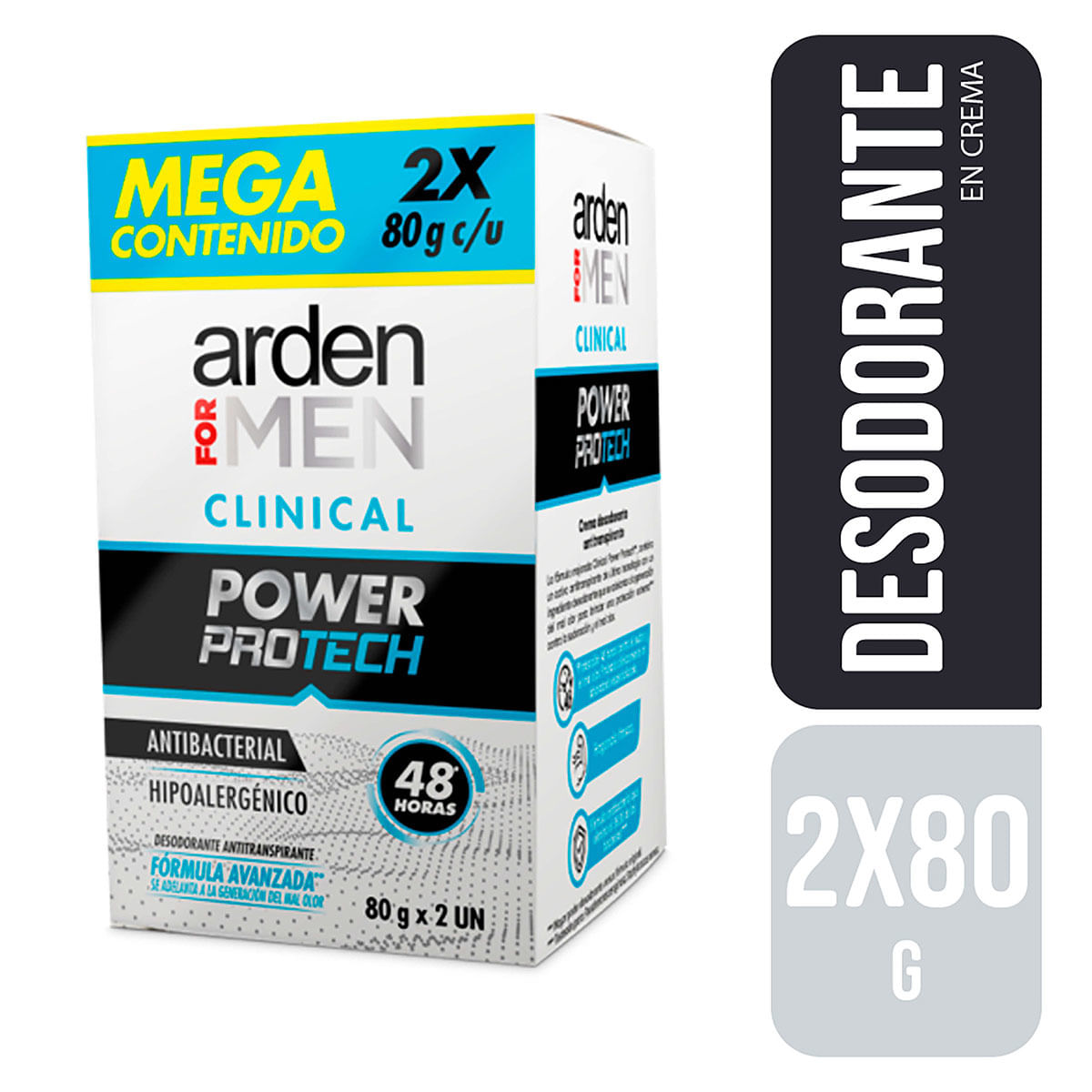 Desodorante Arden For Men Clinical Power Protech Barra X 80 G X 2 Uds Mega Contenido.