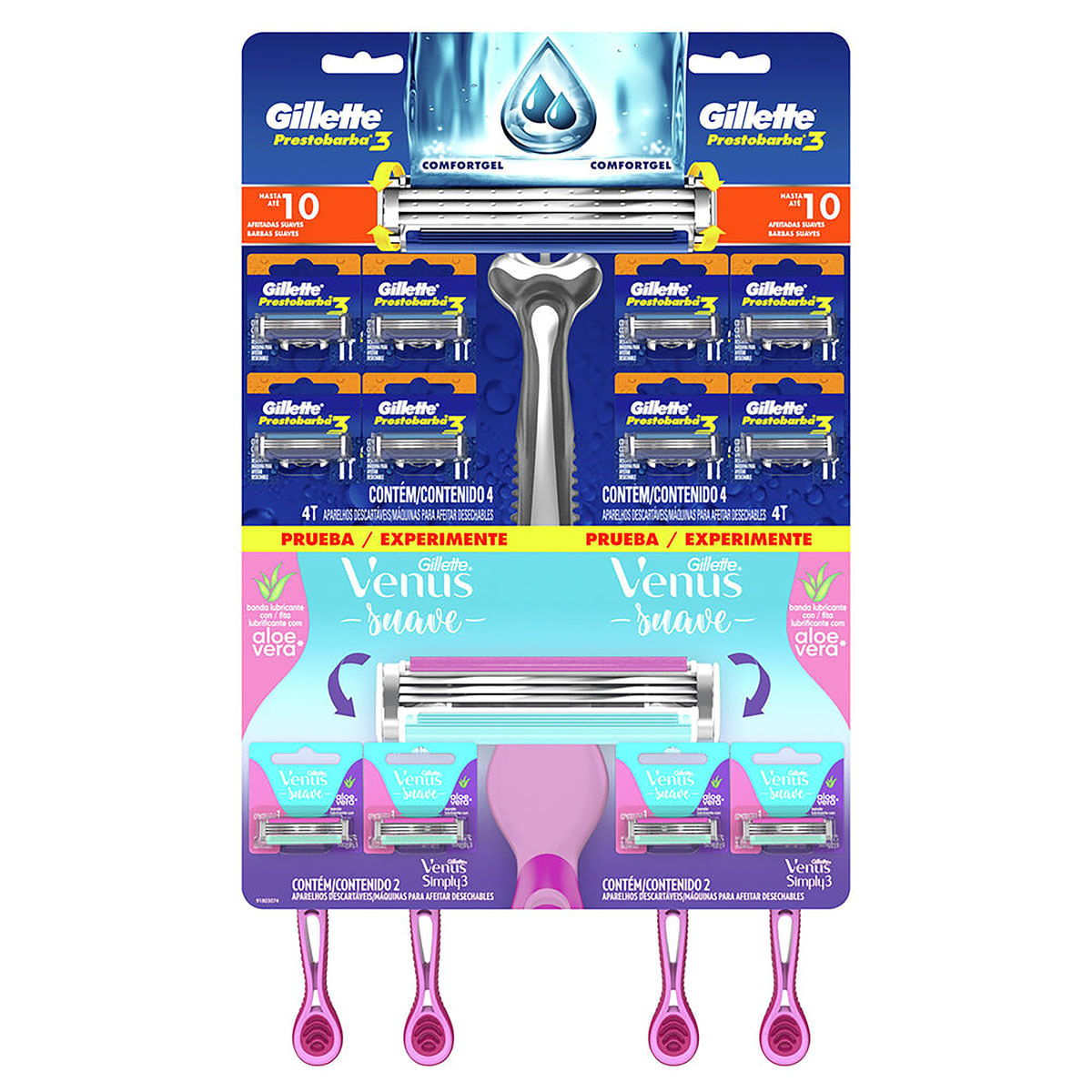 Máquina Para Afeitar Gillette Prestobarba 3 Blister X 8 Uds + Maquina De Afeitar Gillette Venus Simply 3 Hojas Blister X 4 Uds.