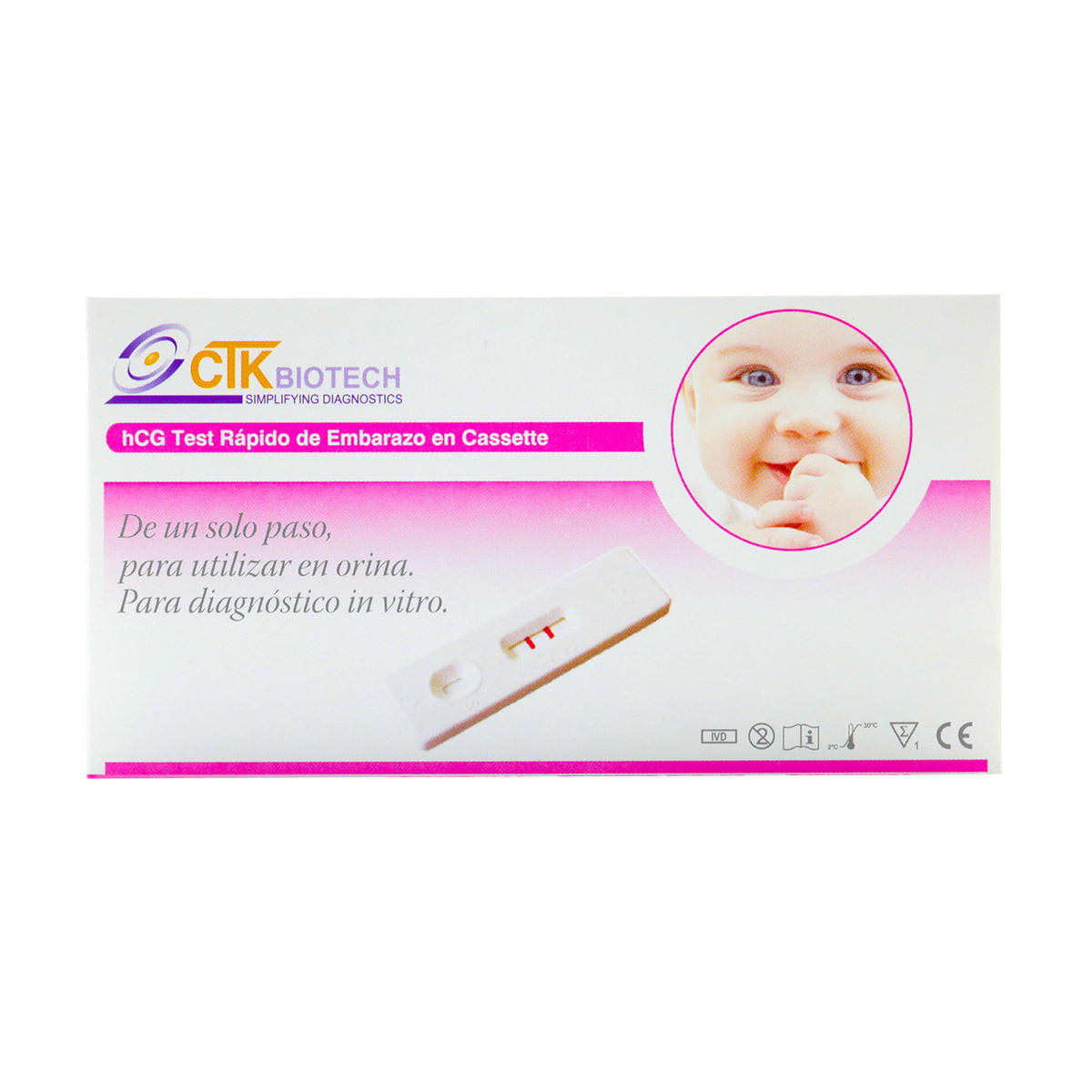 Test Rápido de Embarazo en Cassette CTK Biotech Caja x 1 Ud.