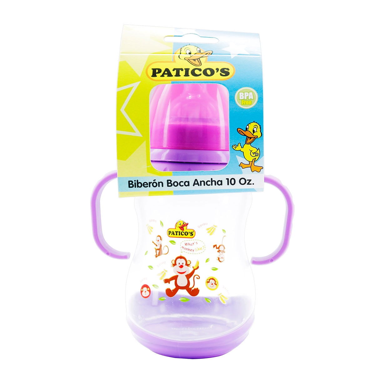 Biberón Paticos Boca Ancha 10 Oz x 1 Ud