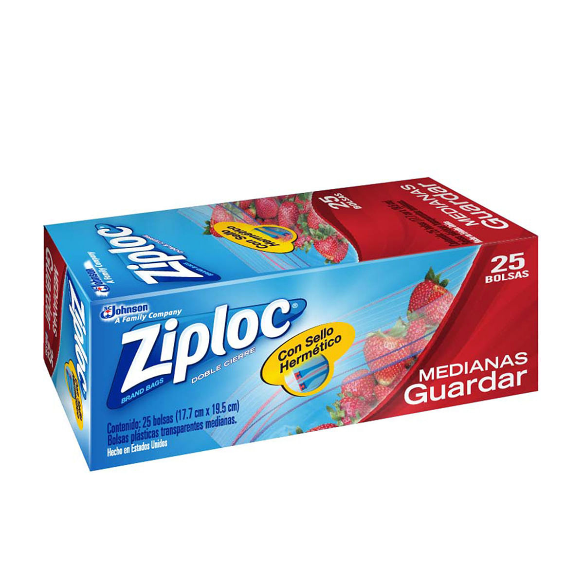 Bolsas Herméticas Ziploc Medianas Guardar Caja x 25 Uds