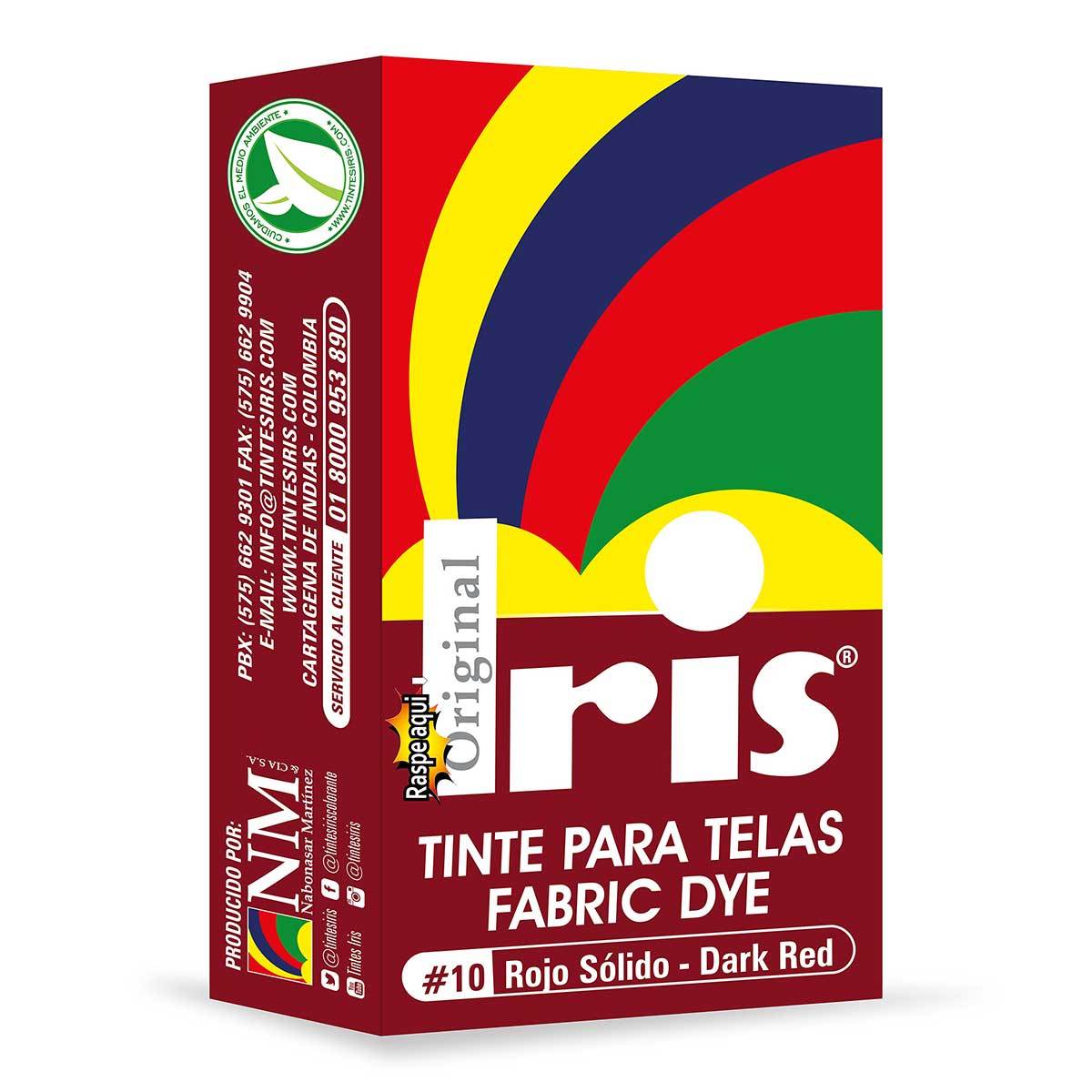 Tinte para Telas Iris N-10 Rojo Sólido Caja x 9 g.