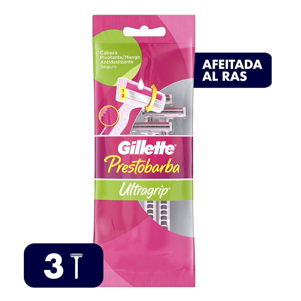 Máquina para Afeitar Gillette Mujer Prestobarba Ultra Grip Paquete x 3 Uds.