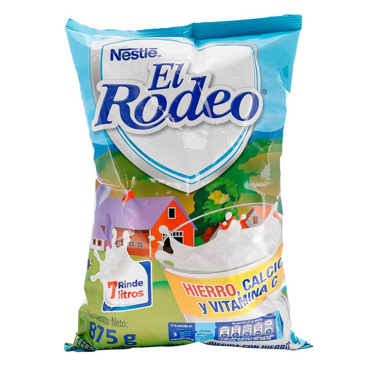 Leche El Rodeo Nestlé Enriquecida Con Hierro Polvo Paquete X 875 G.