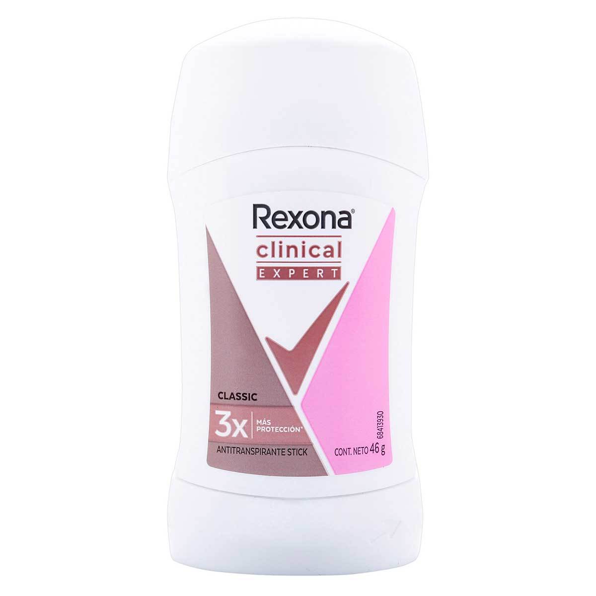 Antitranspirante Rexona Mujer Clinical Expert Stick Classic Barra x 46 g.