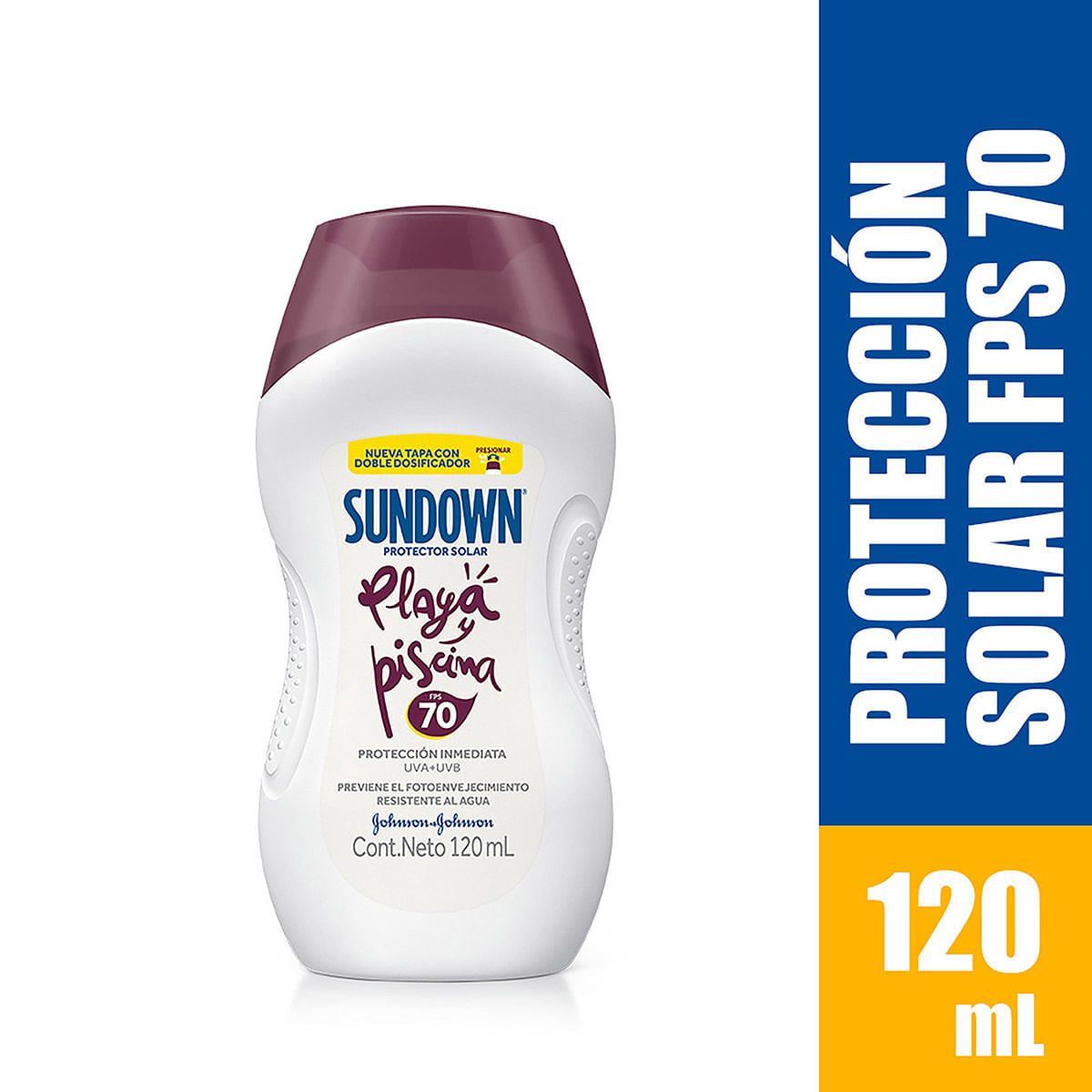 Protector Solar Sundown Playa y Piscina FPS 70 Frasco x 120 mL.