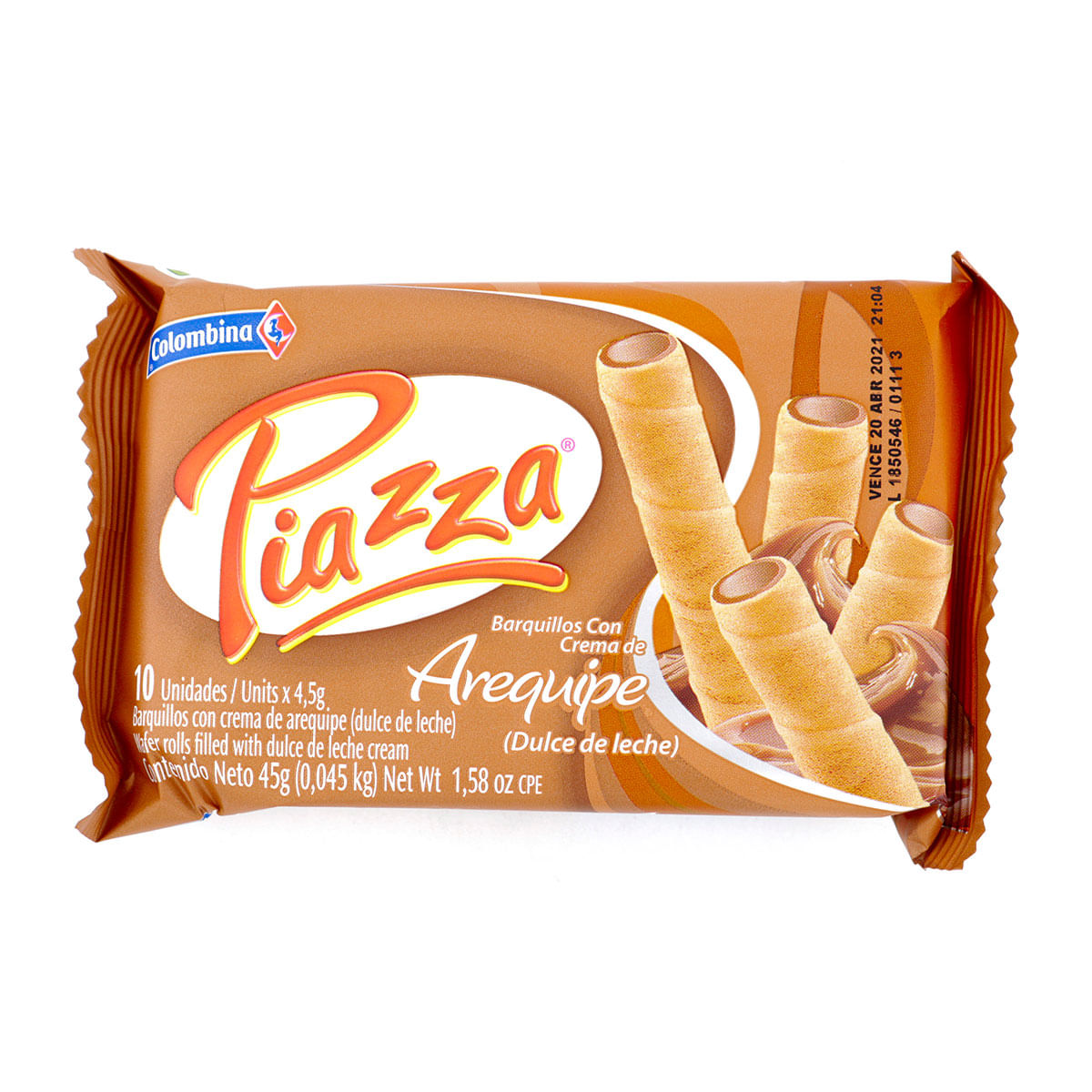 Barquillos Piazza Arequipe Paquete X 45 G X 10 Uds.