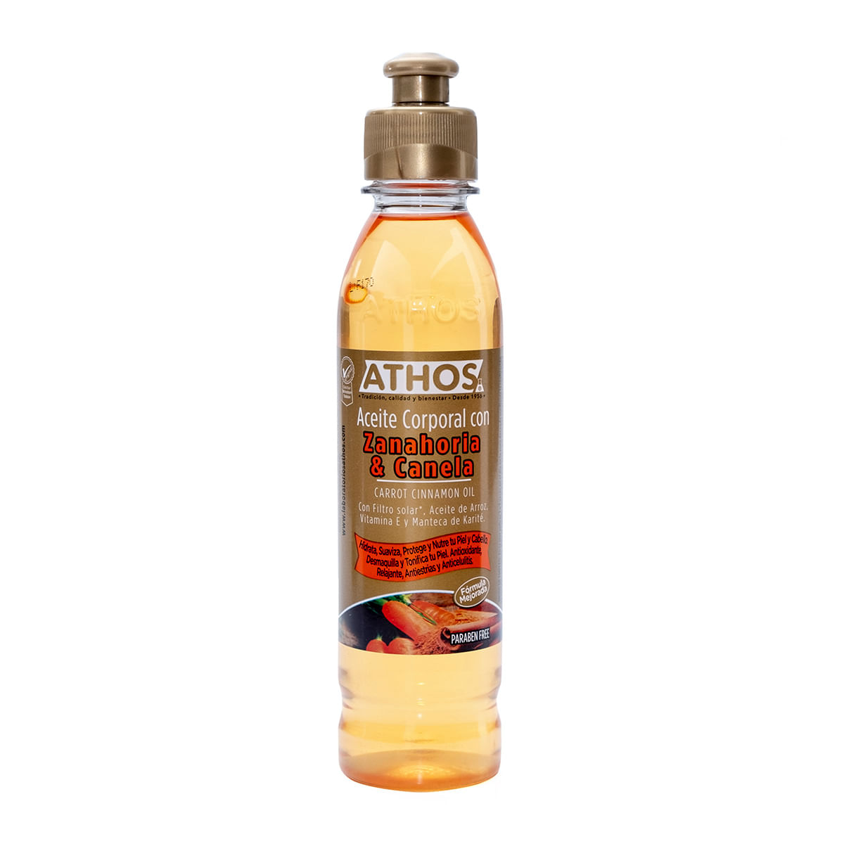 Aceite Corporal de Zanahoria & Canela Athos Frasco x 250 mL
