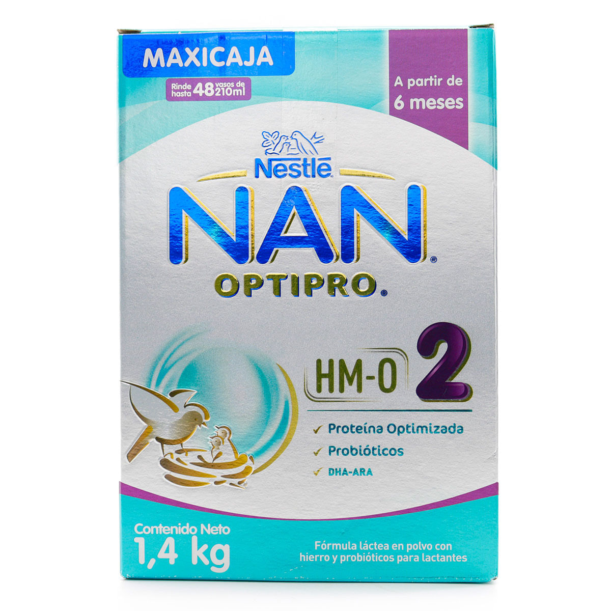 Fórmula Láctea NAN Nestlé Optipro HM-O 2 6 Meses Polvo Maxicaja x 1.4 Kg