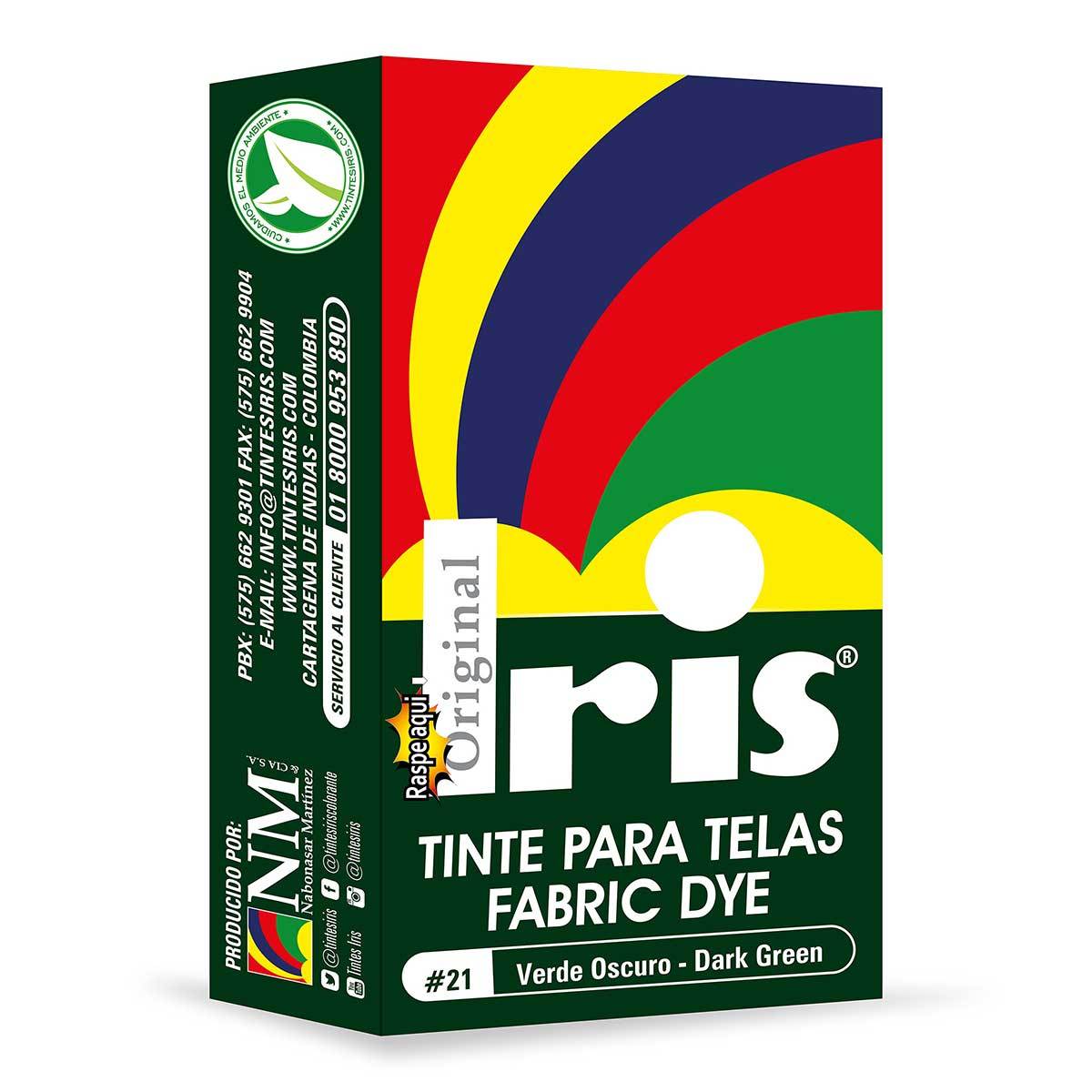 Tinte para Telas Iris N-21 Verde Oscuro Caja x 9 g.