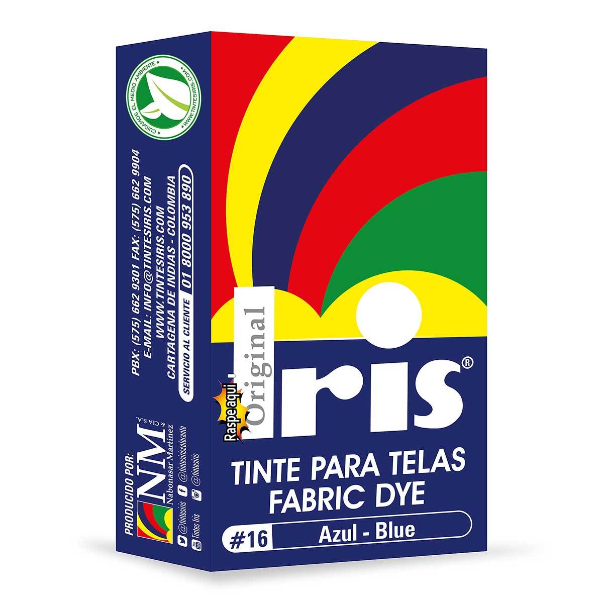 Tinte para Telas Iris N-16 Azul Caja x 9 g.