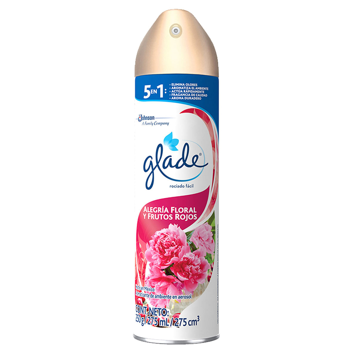 Aromatizante Glade Alegría Floral Y Frutos Rojos 5 En 1 Aerosol X 275 Ml.