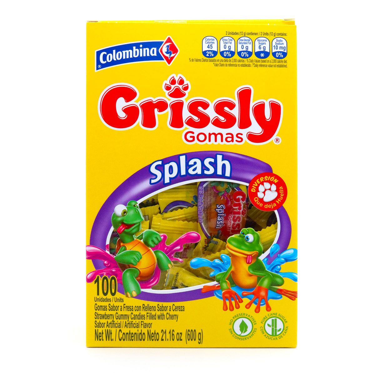 Gomas Grissly Splash Caja x 600 g x 100 Uds