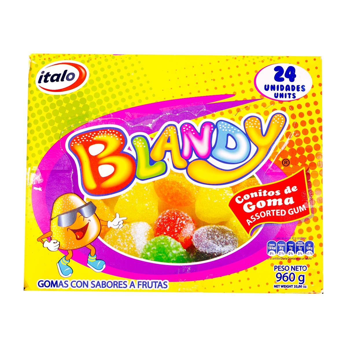 Conitos de Goma Blandy Sabores a Frutas Italo x 960 g Caja x 24 Uds