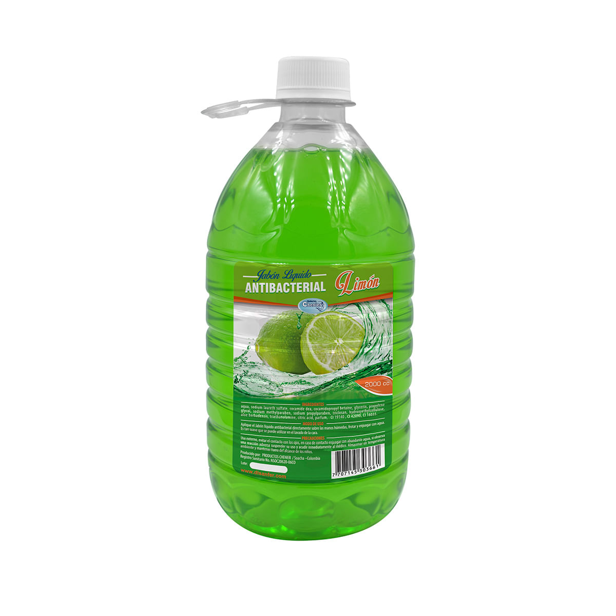 Jabón Líquido Chenier Antibacterial Limón Galón x 2000 mL.