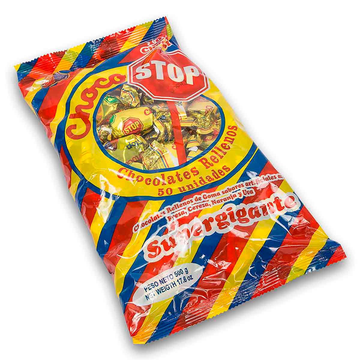 Chocolates Choco Stop Triunfo Rellenos de Goma Paquete x 500 g x 50 Uds
