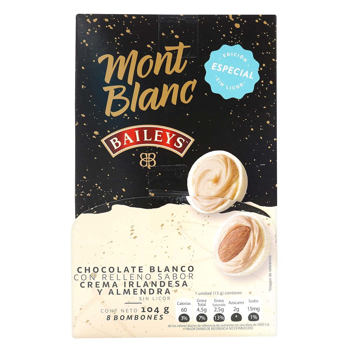 Bombones De Chocolate Blanco Mont Blanc Baileys Con Relleno Sabor A Crema Irlandesa Y Almendra Sin Licor Caja X 8 Uds