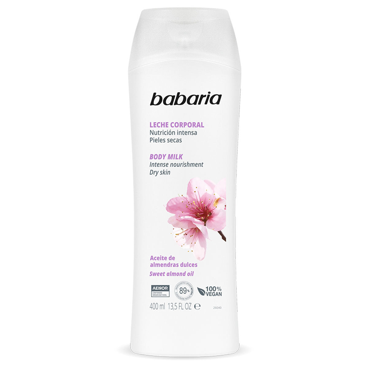 Leche Corporal Babaria Aceite De Almendras Pieles Muy Secas Frasco X 400 Ml.