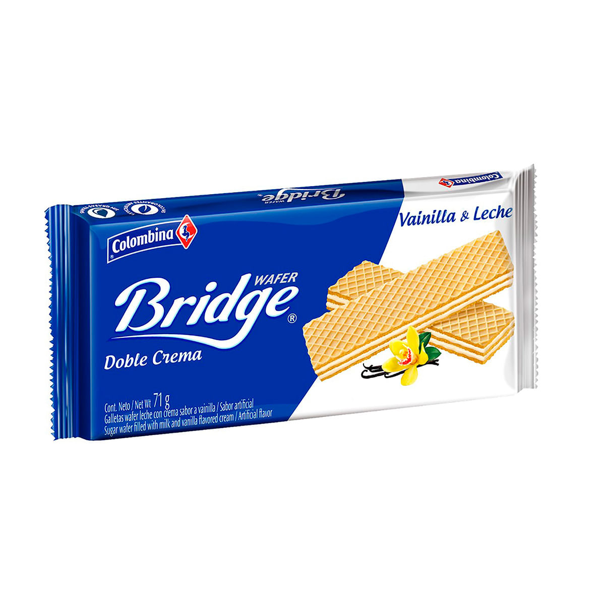 Galletas Wafer Bridge Doble Crema Vainilla & Leche Paquete x 71 g