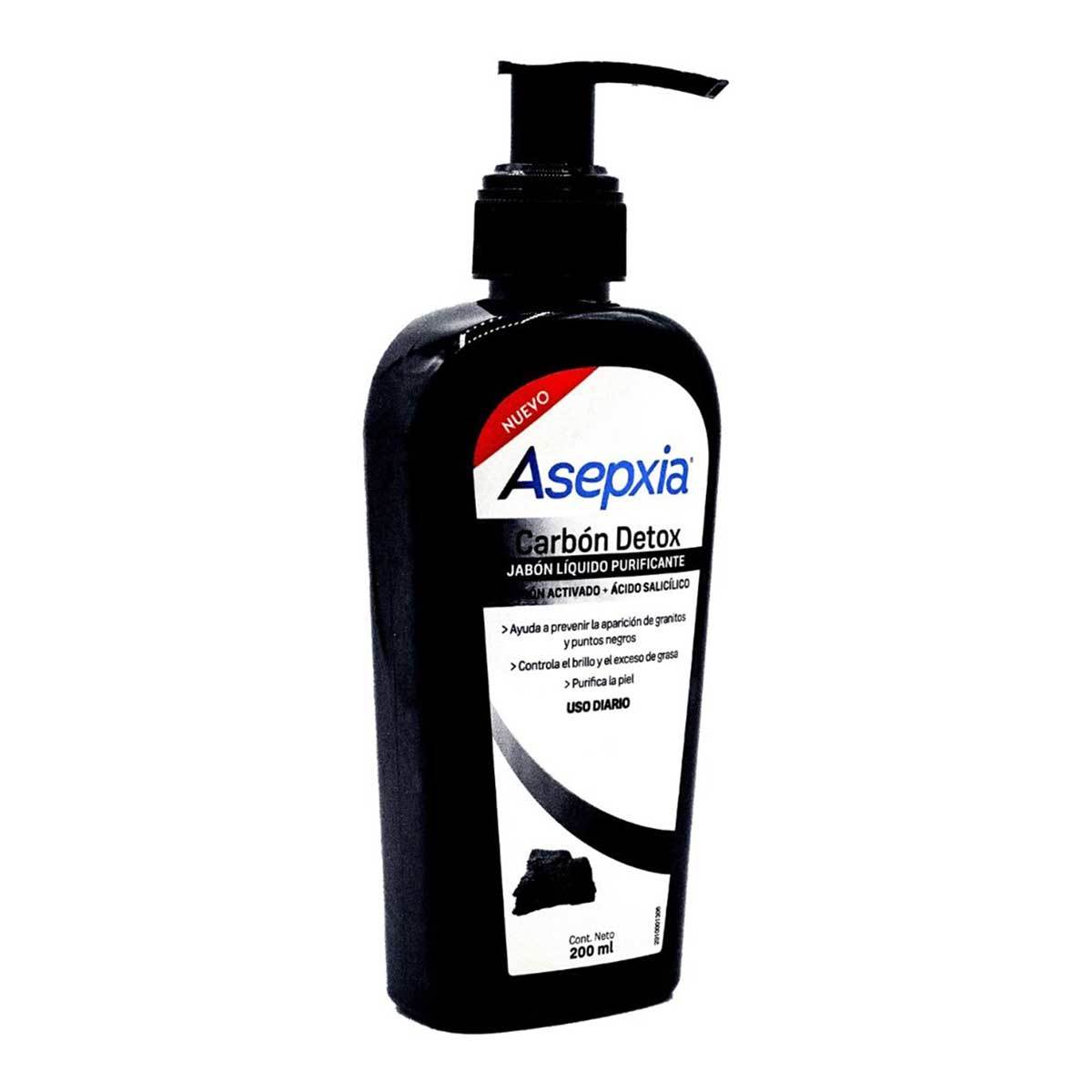 Jabón Líquido Asepxia Carbón Detox Frasco x 200 mL.