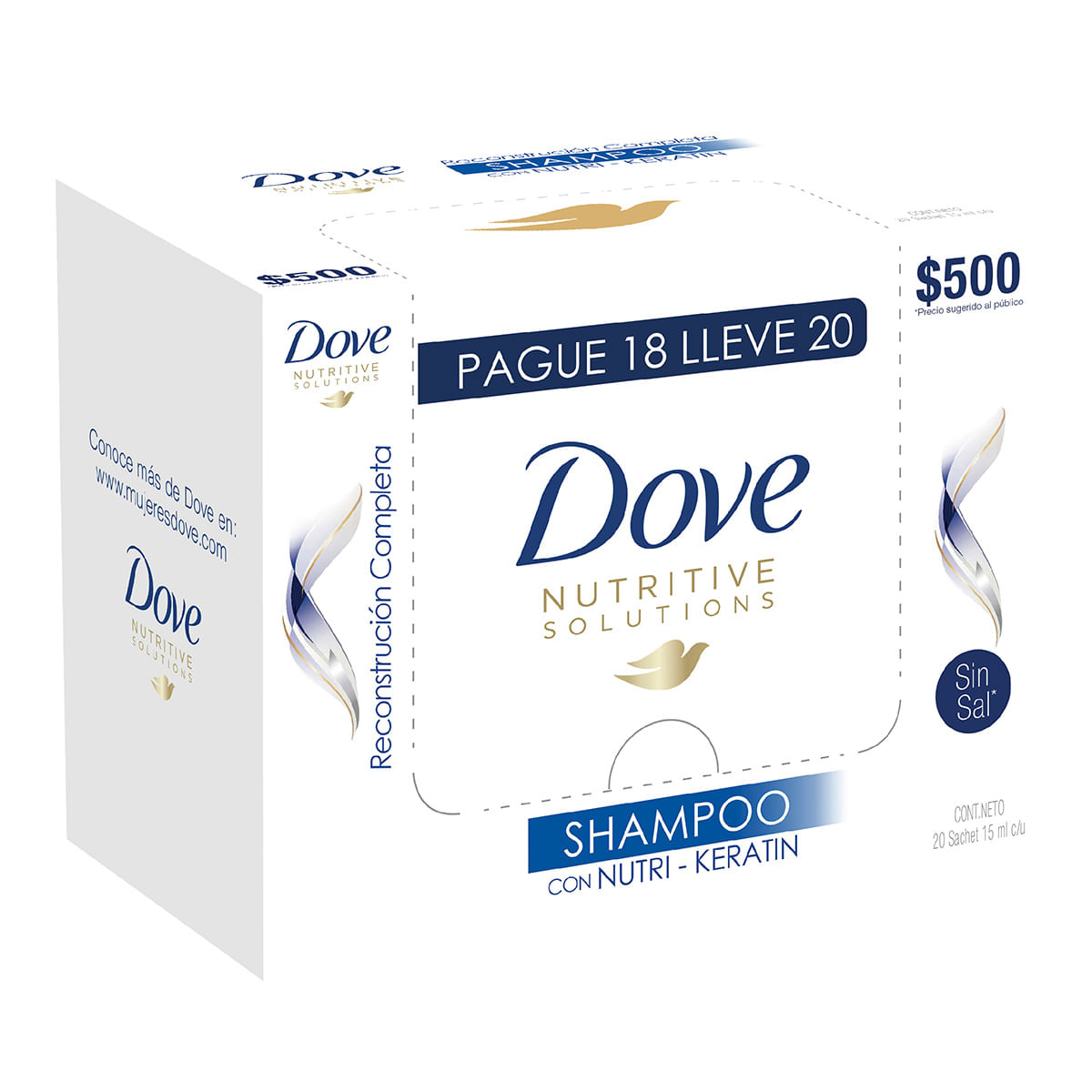Shampoo Dove Reconstrucción Completa Sobre X 15 Ml Caja X 20 Uds.