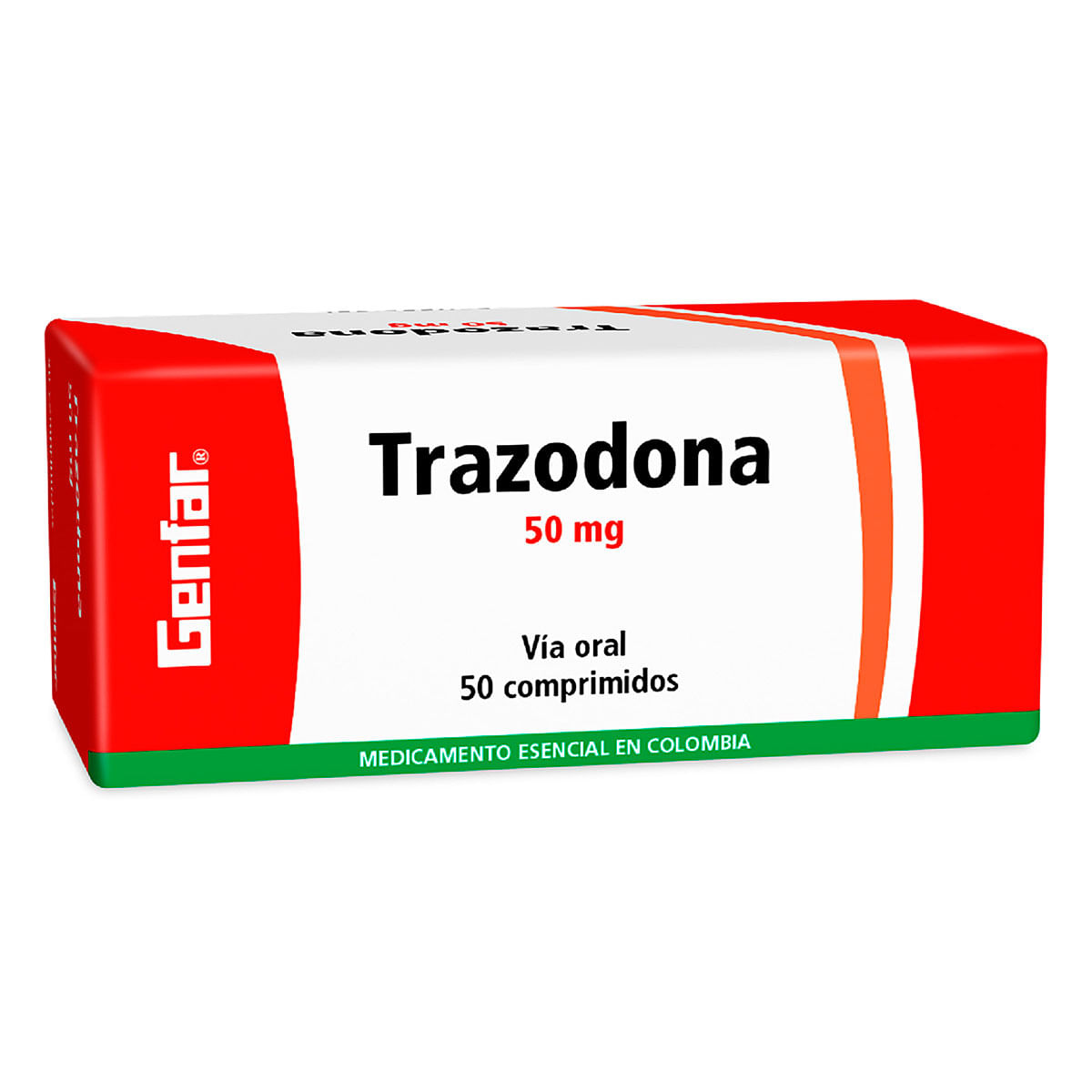 Trazodona 50 Mg Genfar Caja X 50 Comprimidos.