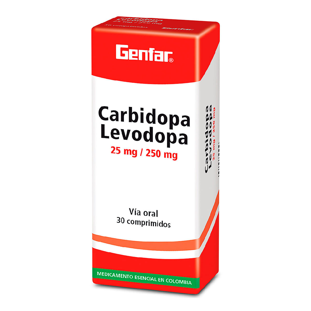 Carbidopa Levodopa 25 Mg/250 Mg Genfar Caja X 30 Comprimidos.