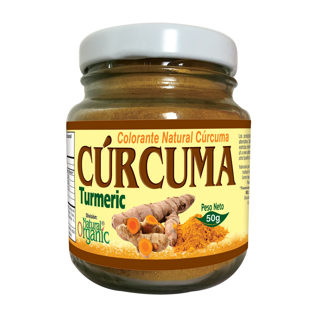 Colorante Natural Cúrcuma Turmeric Natural Organic Frasco X 50 G.