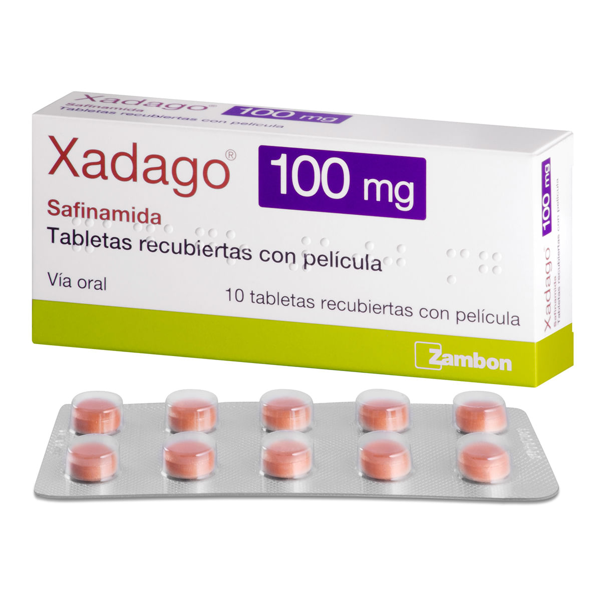 Xadago 100 Mg Zambon Caja X 10 Tabletas Recubiertas.