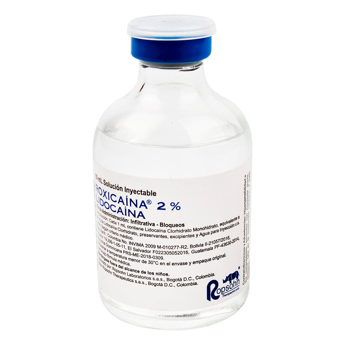 Solución Inyectable Roxicaína 2% Ropsohn Frasco X 50 Ml.