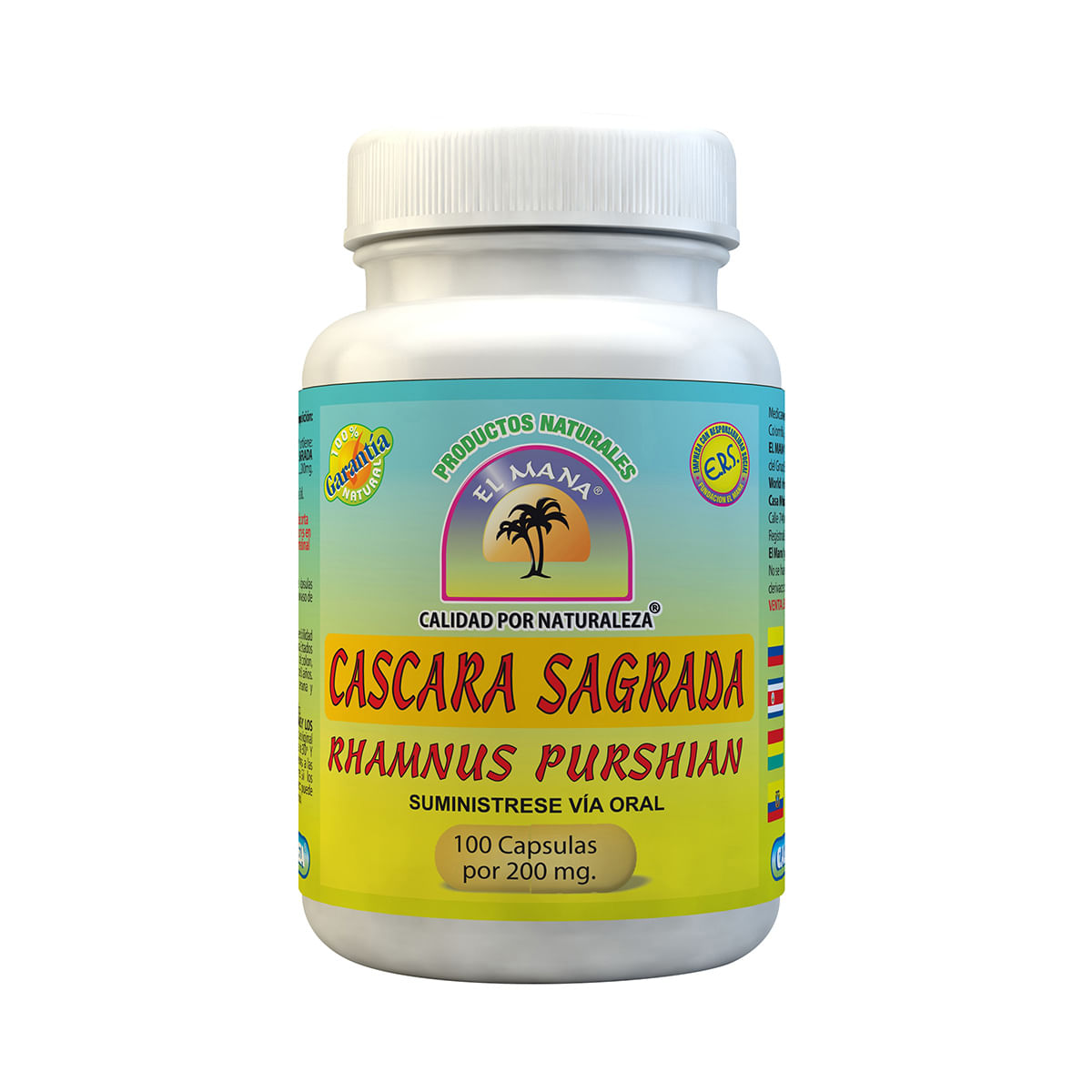 Cascara Sagrada 200 Mg El Mana Frasco X 100 Cápsulas.