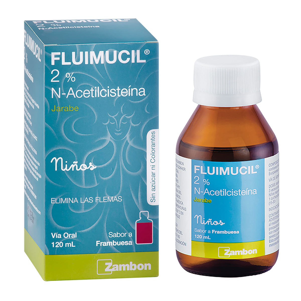 Jarabe Fluimucil 2% Niños Zambon Frambuesa Frasco x 120 mL