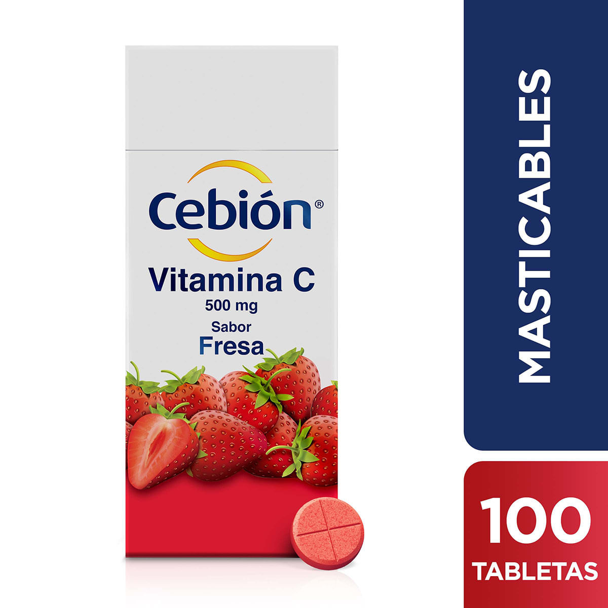 Cebión 500 Mg Merck Fresa Caja X 100 Tabletas Masticables.