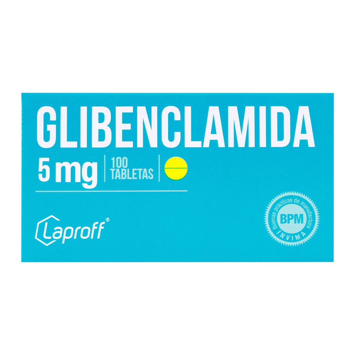 Glibenclamida 5 Mg Laproff Caja X 100 Tabletas.